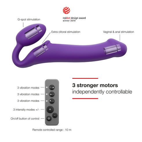 Vibrating Strap-on Remote Controlled 3 Motors  Color Purple